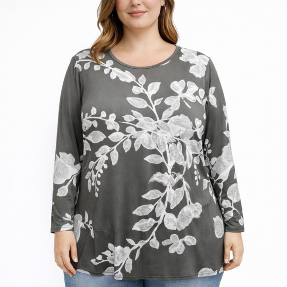 NWT Lily Tunic Grey & White 1XL